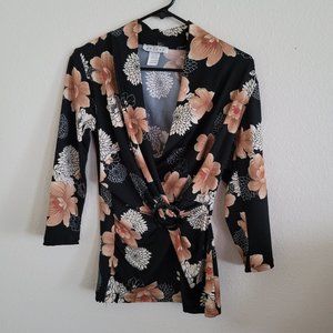 Avital 3/4 Sleeve Polyester Spandex Blouse Size M